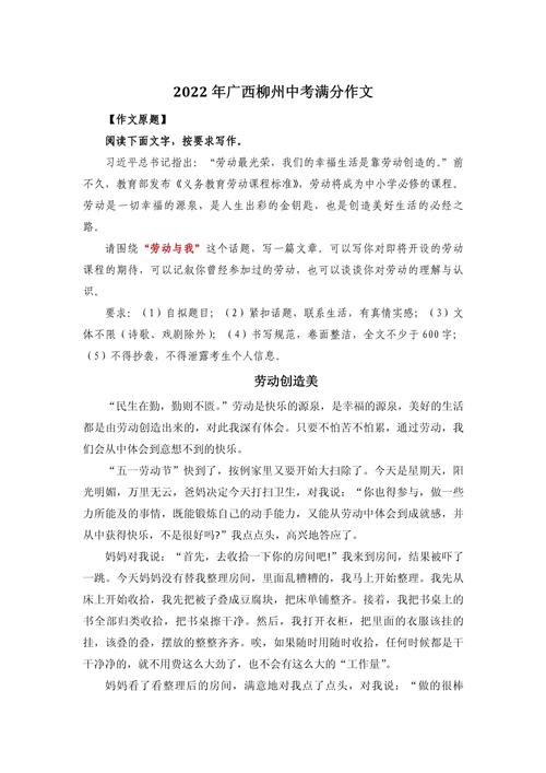 中考广西满分作文