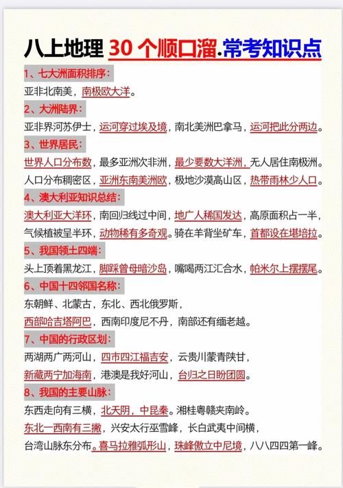 八年级地理会考知识点有哪些重点？