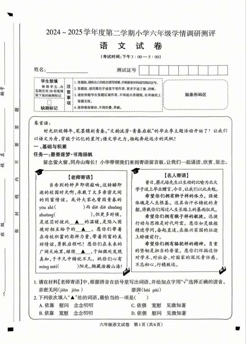 2025六年级语文考什么重点？
