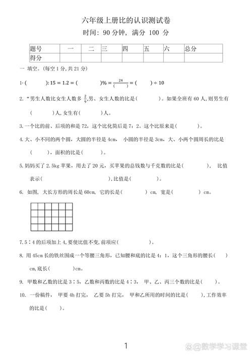 六年级比的练习题有哪些典型题型？