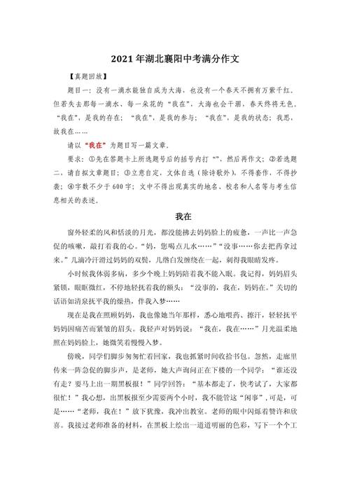 襄阳中考满分作文有何秘诀？