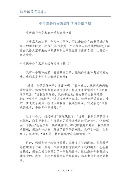 中考家庭满分作文,满分秘诀何在?