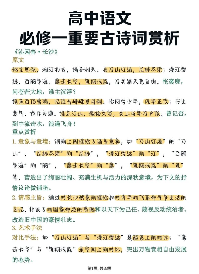 人教高一必背古诗词有哪些篇目？