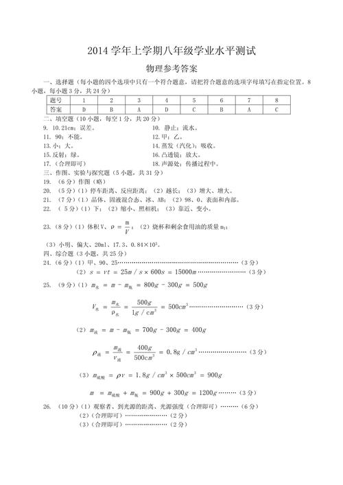 八年级上物理学法答案哪里找？