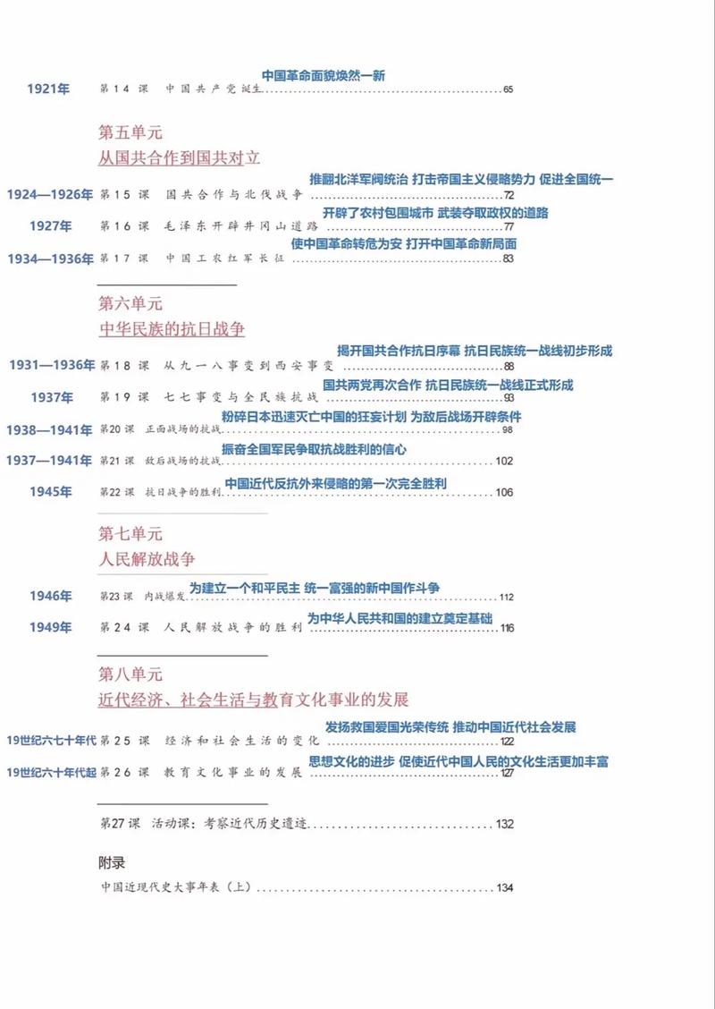 八年级上册历史课本有何重点与难点？