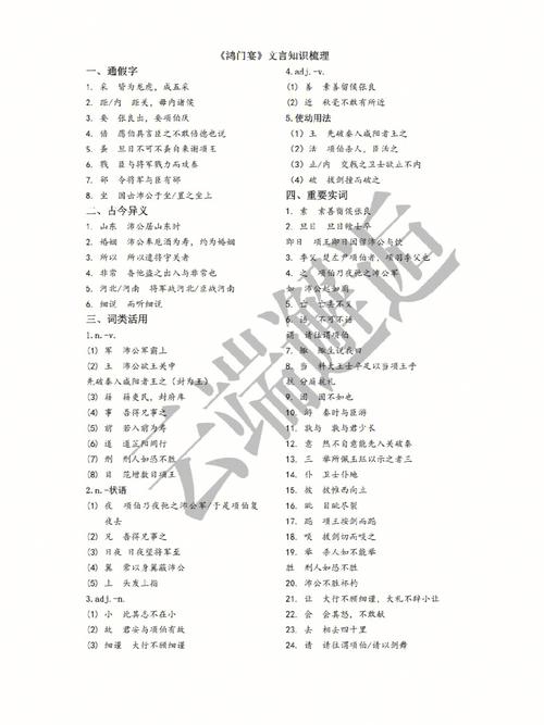 鸿门宴古诗文名句有哪些必背考点？