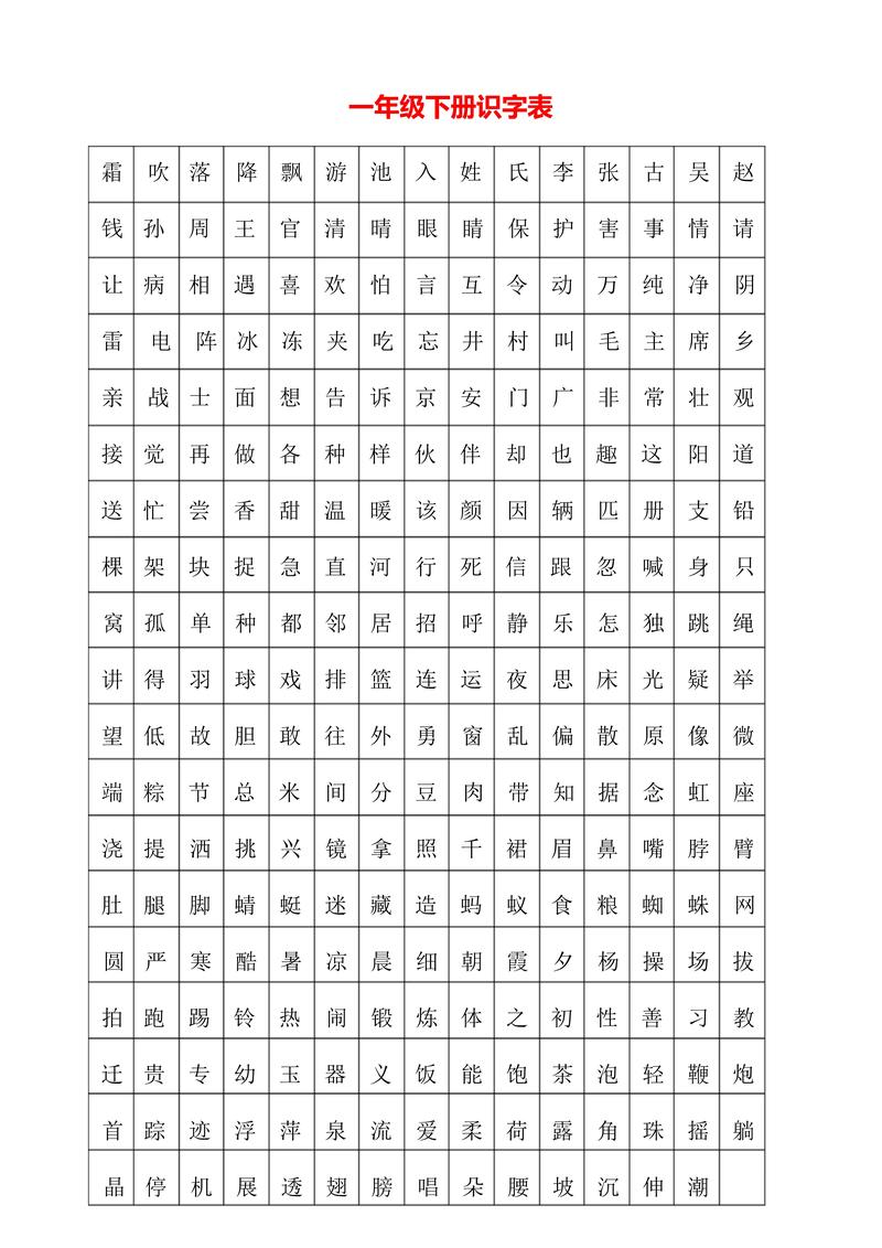 一年级下册识字表图片有哪些？