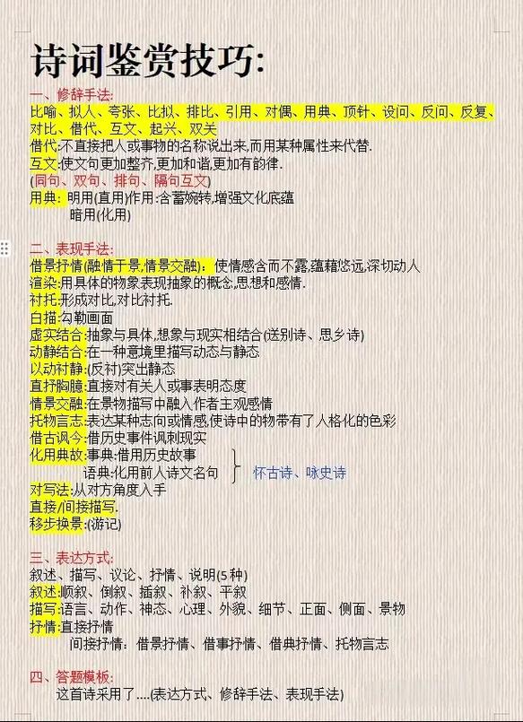 高考古诗词表现手法有哪些常见类型？