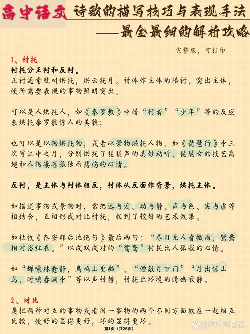 高考古诗词表现手法有哪些常见类型？