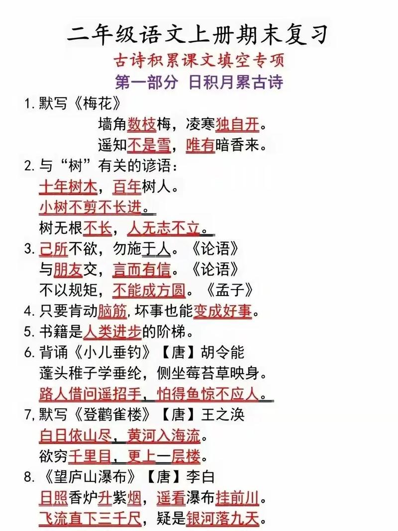 七年级课后古诗填空有哪些常考题？