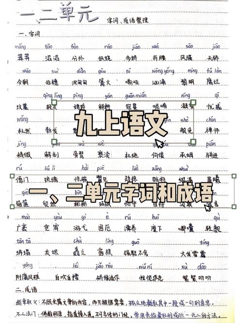 九年级上册语文书词语