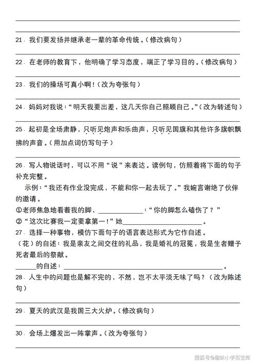六年级语文句型训练题