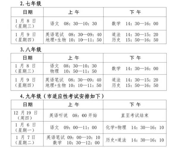 八年级期末考试何时开始?