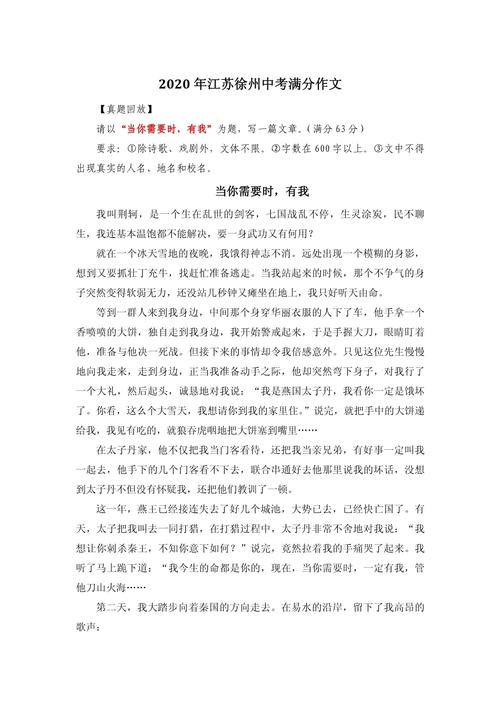 中考江苏满分作文