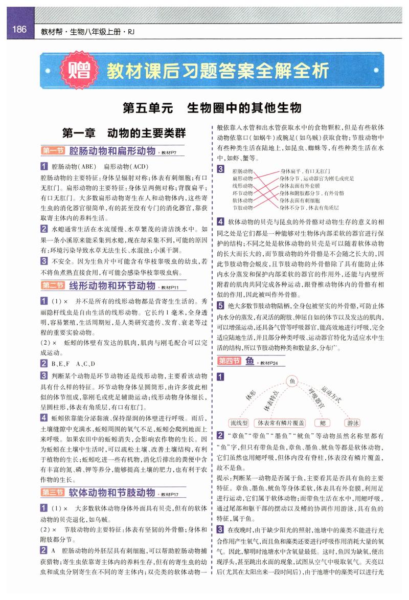 八年级上册生物学答案哪里找？