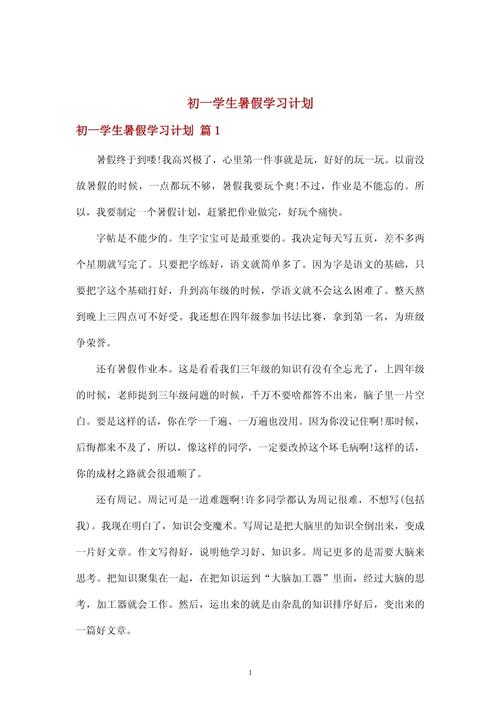 初一暑假计划，如何高效执行不落空？