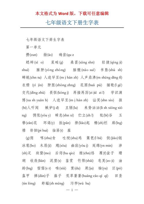 七年级人教版语文生字有哪些重点难点？