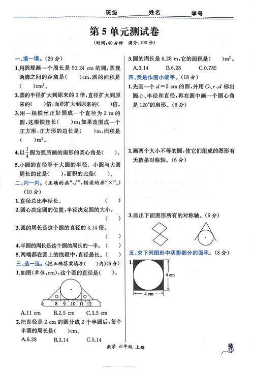 六年级数学圆单元测试难点有哪些？