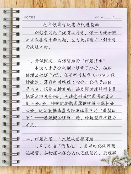 九年级月考总结与反思