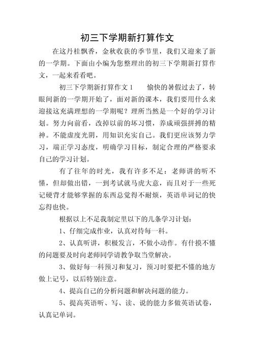 九年级新学期计划如何高效落实？