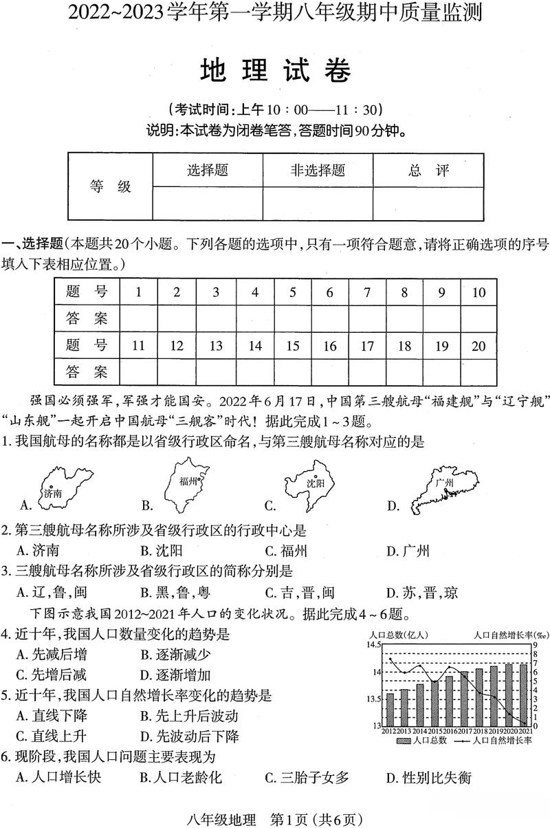 八年级上册地理测试题重点难点是什么？