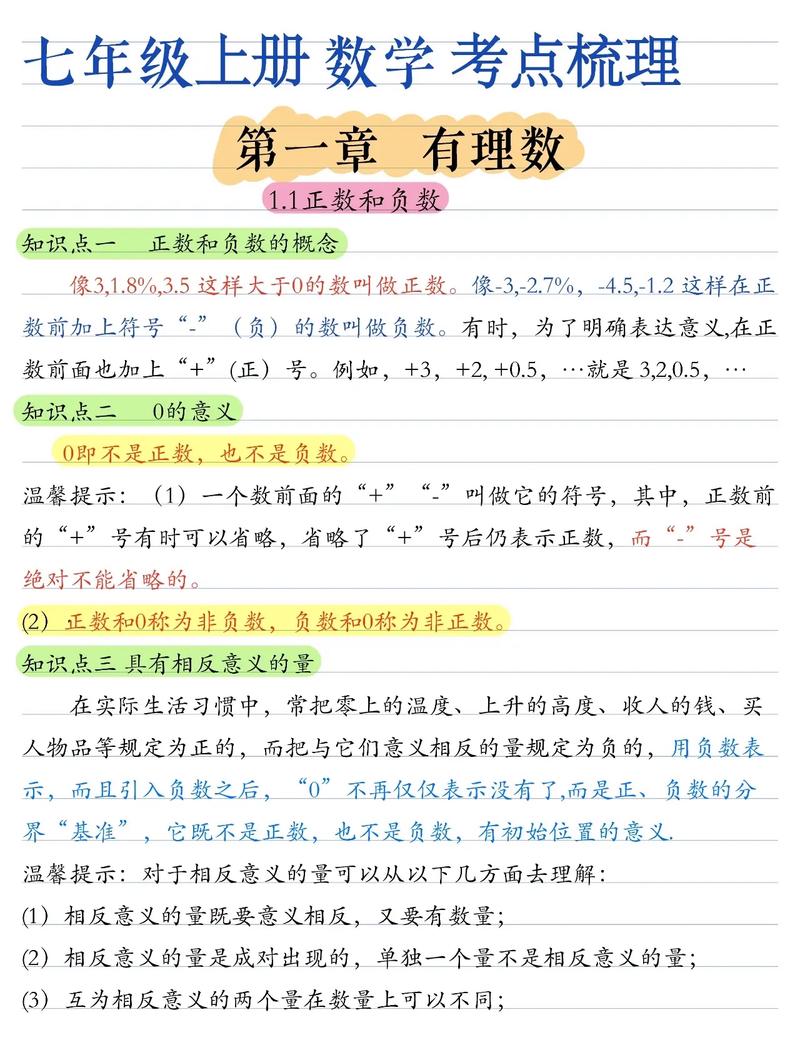 7年级上册数学知识点