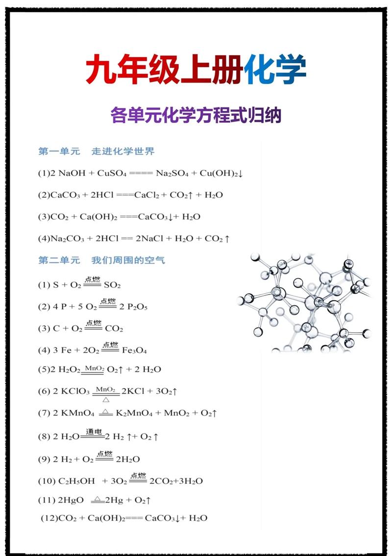 九年级化学上册方程式有哪些？