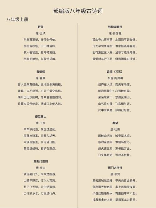 人教版8年级上古诗