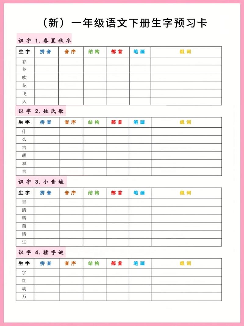 一年级下册语文生字卡怎么用才高效？