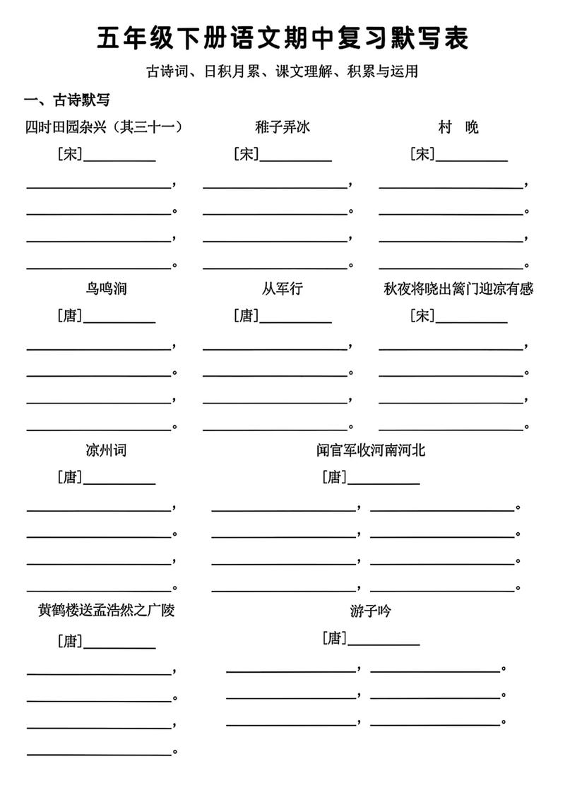 人教小学古诗词默写，有哪些易错字？