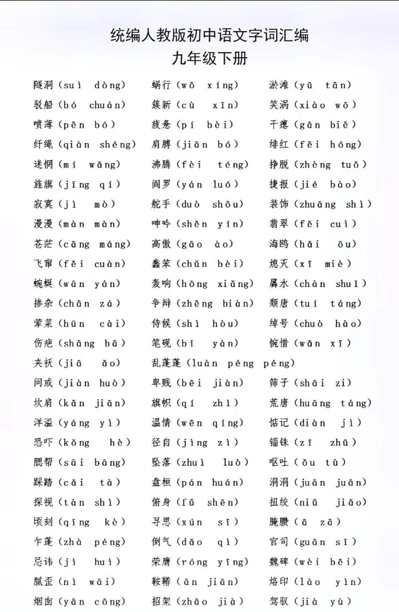 七年级下册生字词拼音有哪些易错字？