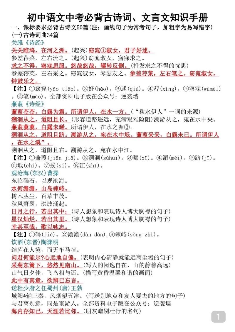 中考古诗词鉴赏考点有哪些常考题型？