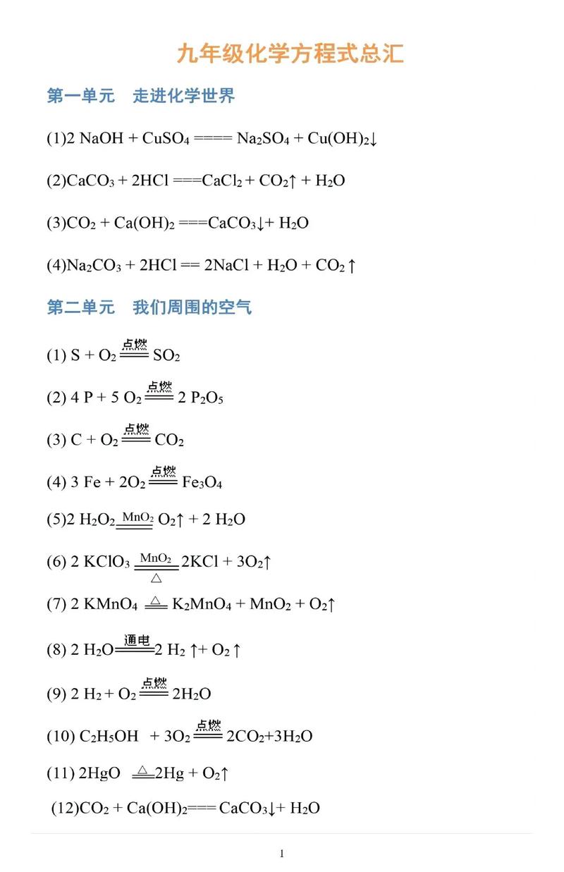 九年级化学方程式总结有哪些核心考点?