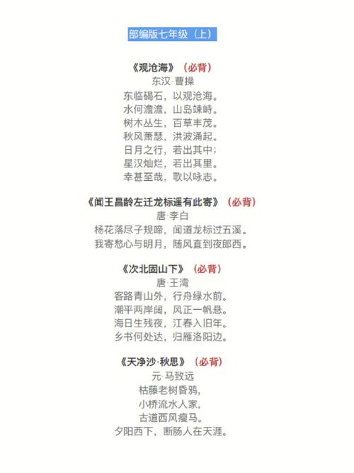 7年级语文古诗有哪些？